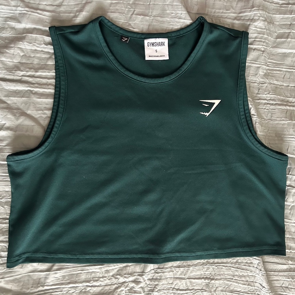 Gymshark Women's Green Cropped Tank Top